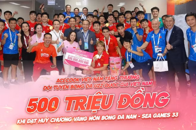 Thưởng nóng 500 triệu đồng cho Đội tuyển quốc gia U22 Việt Nam.