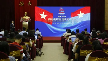 Họp báo về chuỗi chương trình trọng điểm trên VTV kỷ niệm 50 năm Ngày Giải phóng miền nam, thống nhất đất nước. (Ảnh: VTV)