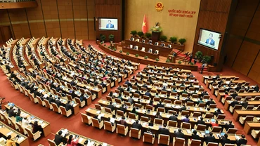 Toàn cảnh hội trường Kỳ họp thứ chín, Quốc hội khóa XV. Ảnh | DUY LINH