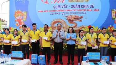 Trao 200 suất quà Tết cho công nhân, người lao động có hoàn cảnh khó khăn.