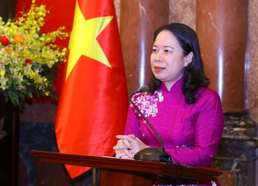 Phó Chủ tịch nước Võ Thị Ánh Xuân phát biểu tại buổi gặp mặt.