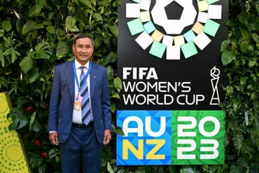 Huấn luyện viên Mai Đức Chung tại lễ bốc thăm World Cup nữ 2023 diễn ra ngày 22/10. (Ảnh: VFF)