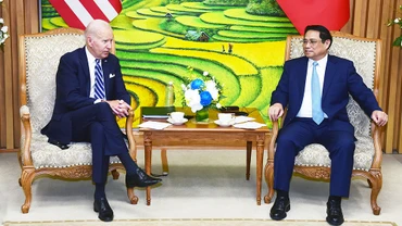 Thủ tướng Phạm Minh Chính hội kiến Tổng thống Hợp chúng quốc Hoa Kỳ Joe Biden. (Ảnh: TRẦN HẢI)