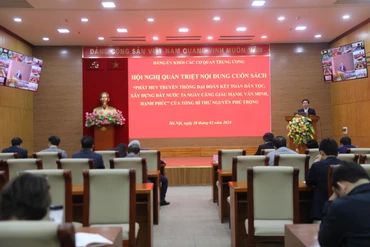 Hội nghị quán triệt nội dung các cuốn sách của Tổng Bí thư Nguyễn Phú Trọng, tại điểm cầu Đảng ủy Khối các cơ quan Trung ương.