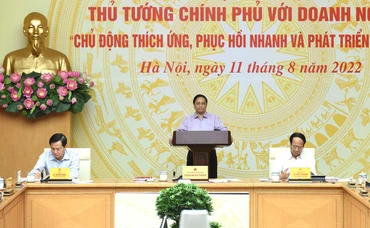 Thủ tướng Phạm Minh Chính chủ trì hội nghị tại điểm cầu Chính phủ.