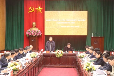 Đại tướng Tô Lâm, Ủy viên Bộ Chính trị, Bộ trưởng Công an, Trưởng đoàn công tác Chính phủ làm việc với tỉnh Hưng Yên.