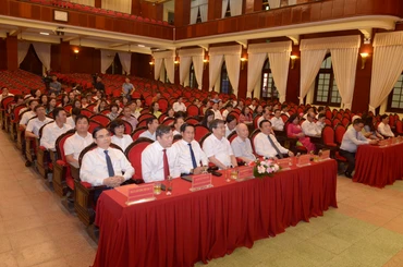 Quang cảnh tại buổi lễ gặp mặt nhân kỷ niệm 99 năm Ngày Báo chí Cách mạng Việt Nam của Học viện Chính trị quốc gia Hồ Chí Minh.