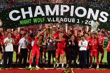 [Ảnh] Công an Hà Nội ăn mừng chức vô địch V-League 2023