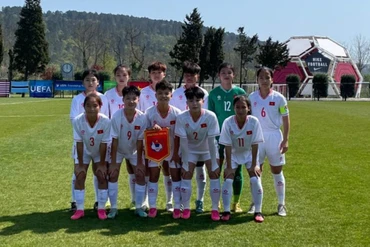 Đội hình xuất phát của U16 nữ Việt Nam trước U16 nữ Mỹ. (Ảnh: VFF)