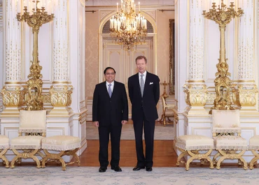 Thủ tướng Chính phủ Phạm Minh Chính hội kiến Đại Công tước Luxembourg Henri. (Ảnh: TTXVN)