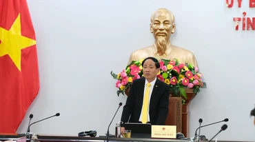 Chủ tịch Ủy ban nhân dân tỉnh Bình Định Phạm Anh Tuấn phát biểu ý kiến tại hội nghị.