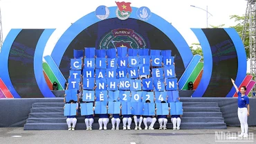 Màn đồng diễn khởi động buổi lễ ra quân Chiến dịch Thanh niên tình nguyện hè năm 2024.