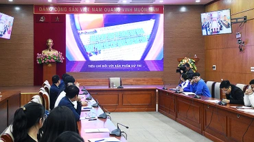 Toàn cảnh buổi lễ phát động Cuộc thi sáng tác sản phẩm truyền thông về bảo vệ nền tảng tư tưởng của Đảng năm 2024.