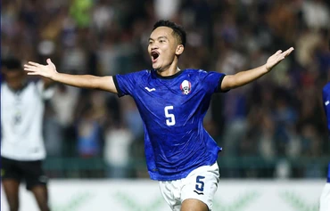 Chou Sinti lập cú đúp giúp U22 Campuchia chiến thắng. (Nguồn: FFC/TTXVN)