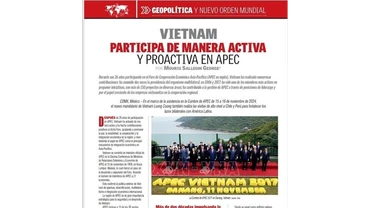 Bài viết có tựa đề “Việt Nam luôn chủ động, tích cực tham gia, đóng góp trong APEC” trên tờ Voces Del Periodista. (Ảnh: TTXVN phát)