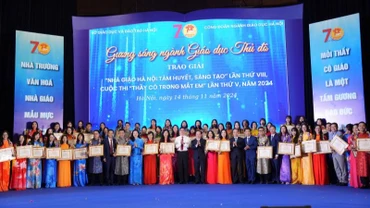 Các nhà giáo được trao giải thưởng "Nhà giáo Hà Nội tâm huyết, sáng tạo" năm 2024.
