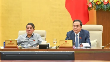 Chủ tịch Quốc hội Trần Thanh Mẫn phát biểu ý kiến tại phiên họp. (Ảnh: DUY LINH)