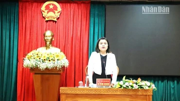 Phó Chủ tịch Ủy ban nhân dân tỉnh Đắk Lắk H’Yim Kdoh phát biểu tại cuộc họp.