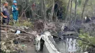 Hiện trường vụ tai nạn máy bay tại Bang Pakong, tỉnh Chachoengsao, Thái Lan, ngày 22/8/2024. (Ảnh: Bangkok Post/TTXVN)