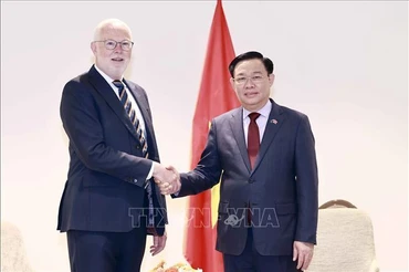 Chủ tịch Quốc hội Vương Đình tiếp ông Mike Cronin, Giám đốc điều hành phụ trách các vấn đề hợp tác Tập đoàn Fonterra. (Ảnh: TTXVN)