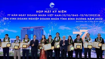 Lãnh đạo tỉnh Bình Dương trao Bằng khen cho doanh nghiệp và doanh nhân.