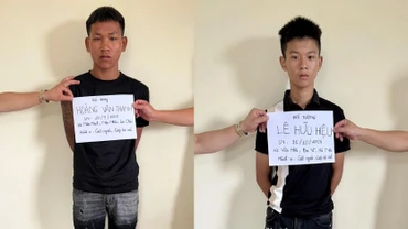 Hai đối tượng tại Cơ quan điều tra.