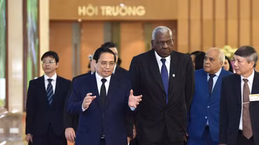 Thủ tướng Phạm Minh Chính đón Chủ tịch Quốc hội Cuba Esteban Lazo Hernandez.