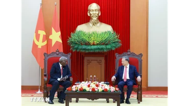 Tổng Bí thư Tô Lâm tiếp Chủ tịch Quốc hội Cuba Esteban Lazo Hernandez. (Ảnh: Thống Nhất/TTXVN)