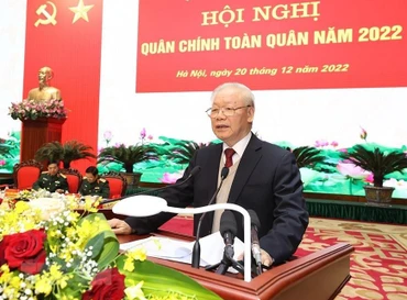 Tổng Bí thư Nguyễn Phú Trọng phát biểu chỉ đạo Hội nghị. (Ảnh: TTXVN)