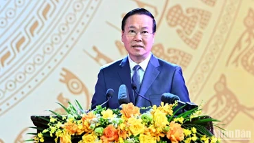 Chủ tịch nước Võ Văn Thưởng phát biểu tại buổi lễ. (Ảnh: Đăng Khoa)