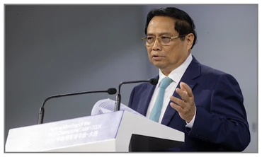 Thủ tướng Phạm Minh Chính phát biểu tại Phiên toàn thể. (Ảnh: WEF)