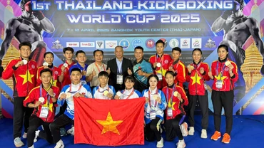 Các thành viên đội tuyển Kickboxing Việt Nam tại giải đấu. 