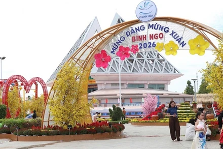 Dòng người đổ về Quảng trường 16/4 và Nhà Bảo tàng, thuộc phường Phan Rang và phường Đông Hải, tỉnh Khánh Hòa để du xuân sớm mỗi lúc một đông. (Ảnh: NGUYỄN TRUNG)