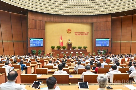 Quang cảnh phiên họp của Quốc hội, sáng 16/6/2025. (Ảnh: DUY LINH)