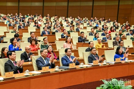 Lãnh đạo Đảng, Nhà nước cùng các đại biểu Quốc hội tham dự phiên họp. (Ảnh: DUY LINH)