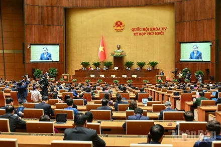 Chủ tịch Quốc hội Trần Thanh Mẫn phát biểu bế mạc kỳ họp. (Ảnh: DUY LINH)