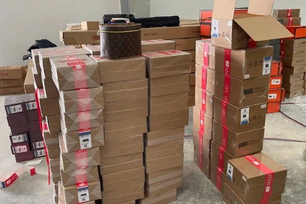 Tang vật giả mạo nhãn hiệu nổi tiếng bị lực lượng hải quan thu giữ. (Ảnh: Cục Hải quan)