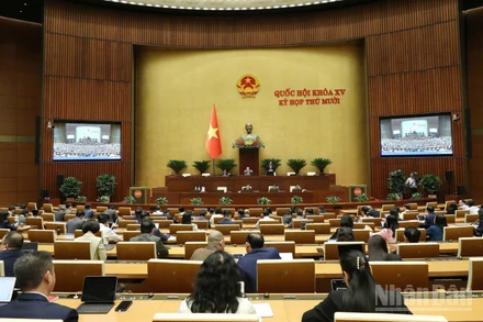 Quang cảnh phiên họp của Quốc hội tại Kỳ họp thứ 10. (Ảnh: DUY LINH)