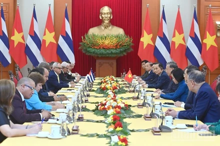 Quang cảnh cuộc tiếp tại Trụ sở Trung ương Đảng. (Ảnh: ĐĂNG KHOA)