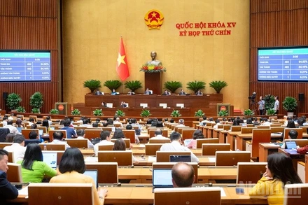 Quốc hội tiến hành biểu quyết thông qua nghị quyết. (Ảnh: DUY LINH)