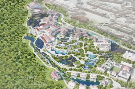 Công viên suối khoáng nóng nằm trong tổ hợp dự án của Sun Group vừa được khởi công tại Kim Bôi, Phú Thọ. 