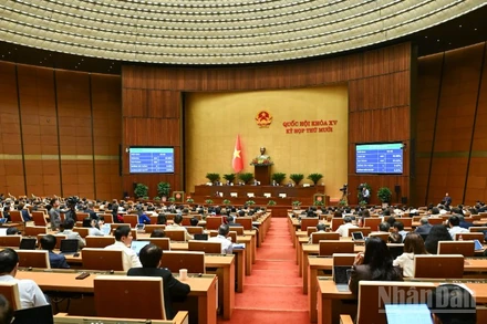 Quang cảnh phiên họp của Quốc hội sáng 10/12. (Ảnh: DUY LINH)