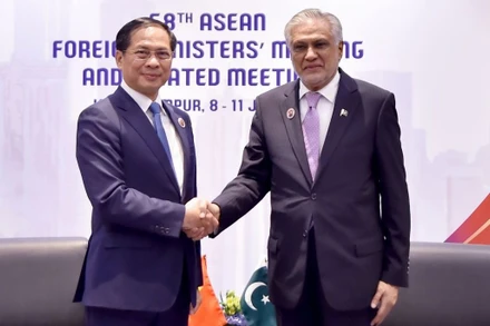 Phó Thủ tướng Chính phủ, Bộ trưởng Ngoại giao Bùi Thanh Sơn và Phó Thủ tướng, Bộ trưởng Ngoại giao Pakistan Mohammad Ishaq Dar. (Ảnh: Báo Thế giới và Việt Nam)