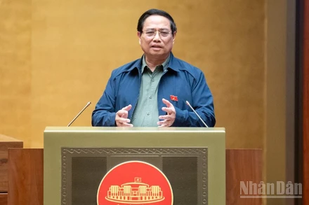 Thủ tướng Chính phủ Phạm Minh Chính phát biểu tại phiên thảo luận. (Ảnh: THỦY NGUYÊN)