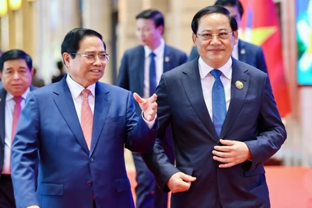 Thủ tướng Chính phủ Phạm Minh Chính và Thủ tướng Chính phủ Lào Sonexay Siphandone đồng chủ trì Kỳ họp lần thứ 48 Ủy ban liên Chính phủ Việt Nam-Lào. (Ảnh: VGP)