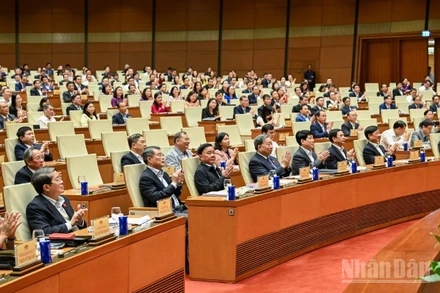 Tổng Bí thư Tô Lâm, Chủ tịch nước Lương Cường, Thường trực Ban Bí thư Trần Cẩm tú và các đại biểu dự hội nghị. (Ảnh: DUY LINH)