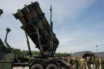 Hệ thống tên lửa phòng không Patriot của Hoa Kỳ tại một sự kiện tổ chức tại Siauliai, Litva, ngày 11/7/2017. (Ảnh minh họa: THX)