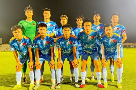 Đội hình xuất phát của U23 Việt Nam trong trận đấu giao hữu gặp U23 Qatar. (Ảnh: VFF)