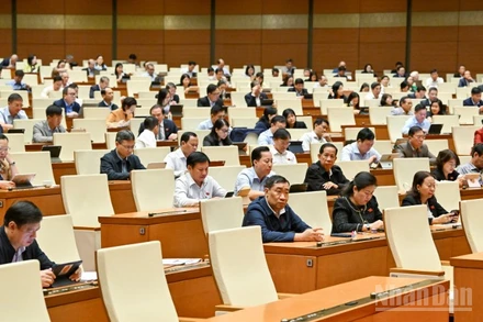 Các đại biểu Quốc hội tham dự phiên họp sáng 31/10/2025. (Ảnh: THỦY NGUYÊN)