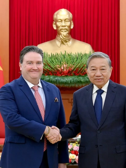 Tổng Bí thư Tô Lâm tiếp Đại sứ Hoa Kỳ tại Việt Nam Marc Knapper. (Ảnh: ĐĂNG KHOA)